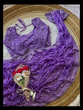 Soft Georgette Saree with Ready Blouse, Cultural Wear for Women